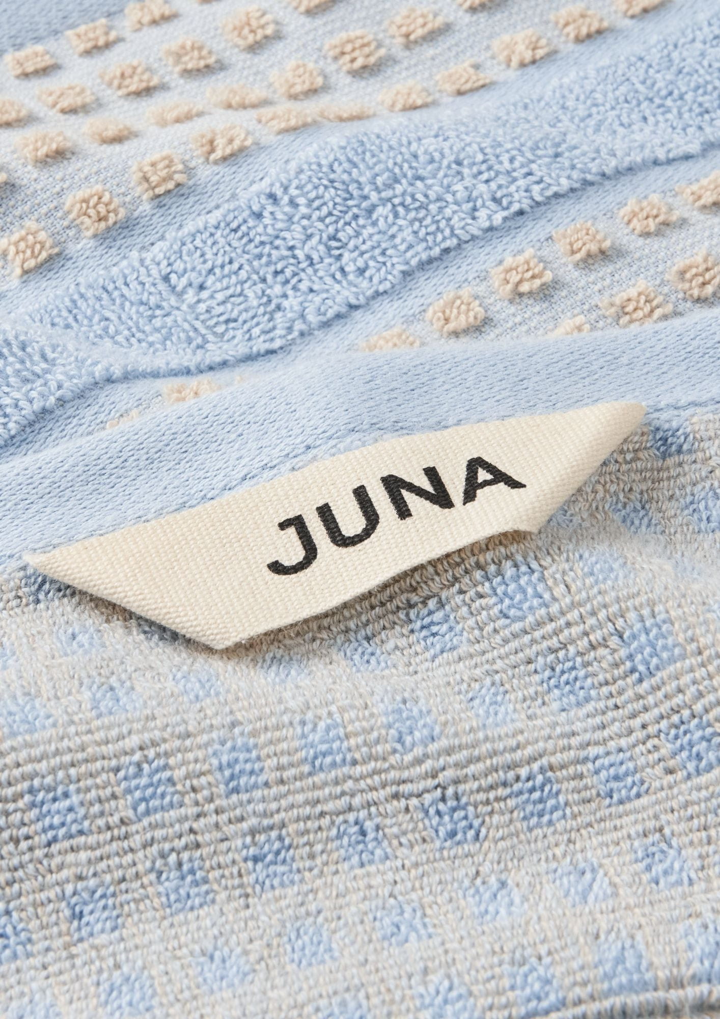 Juna Check Washcloth 30x30 cm, ljósblár/sandur