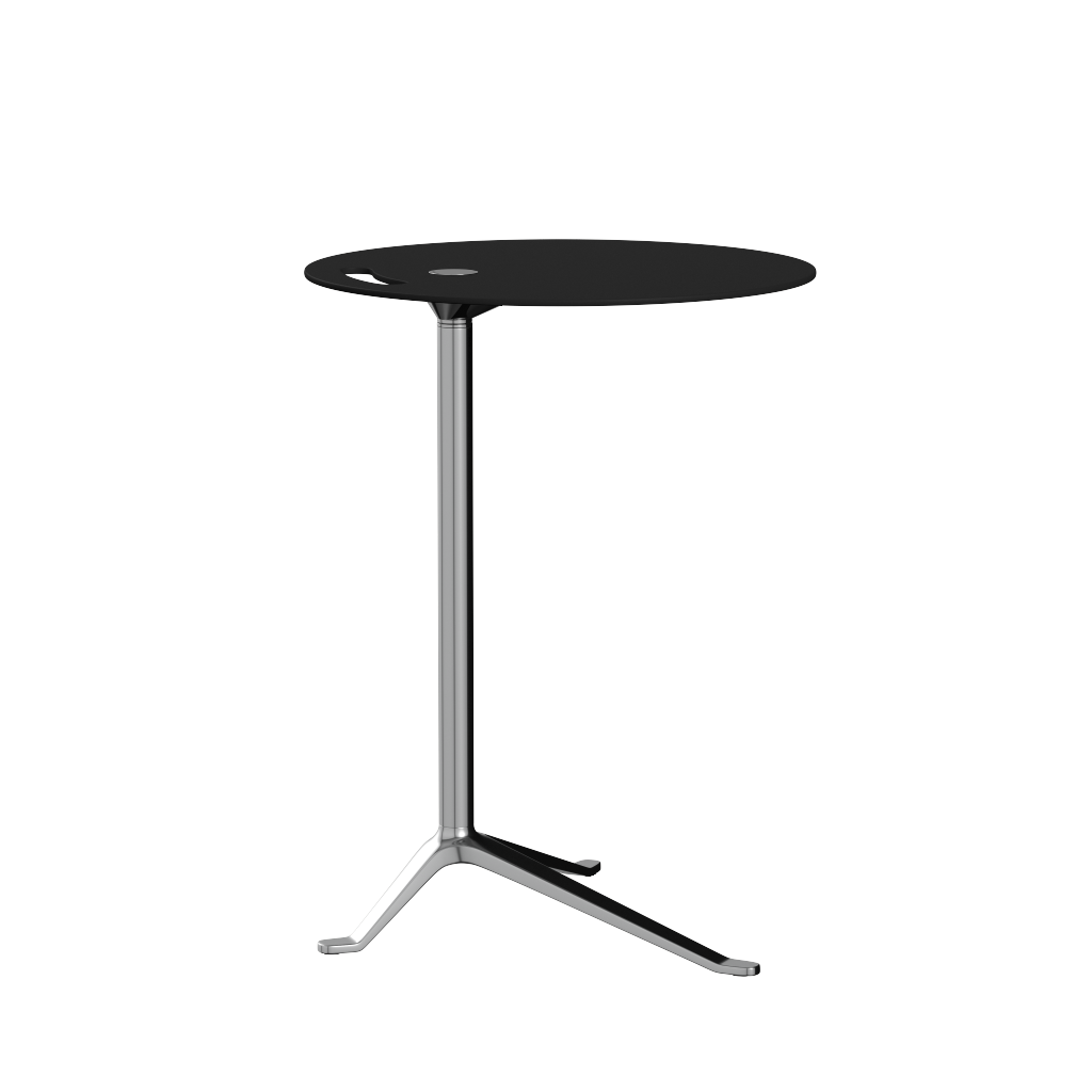 Fritz Hansen KS12 Little Friend Table, gepolijst aluminium/zwart laminaat
