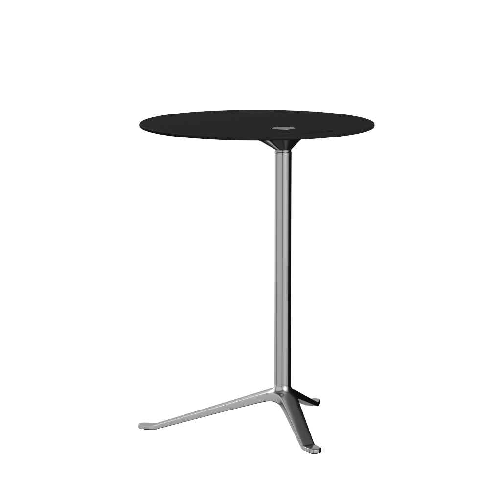 Fritz Hansen Ks12 Little Friend Table, Polished Aluminium/Black Laminate
