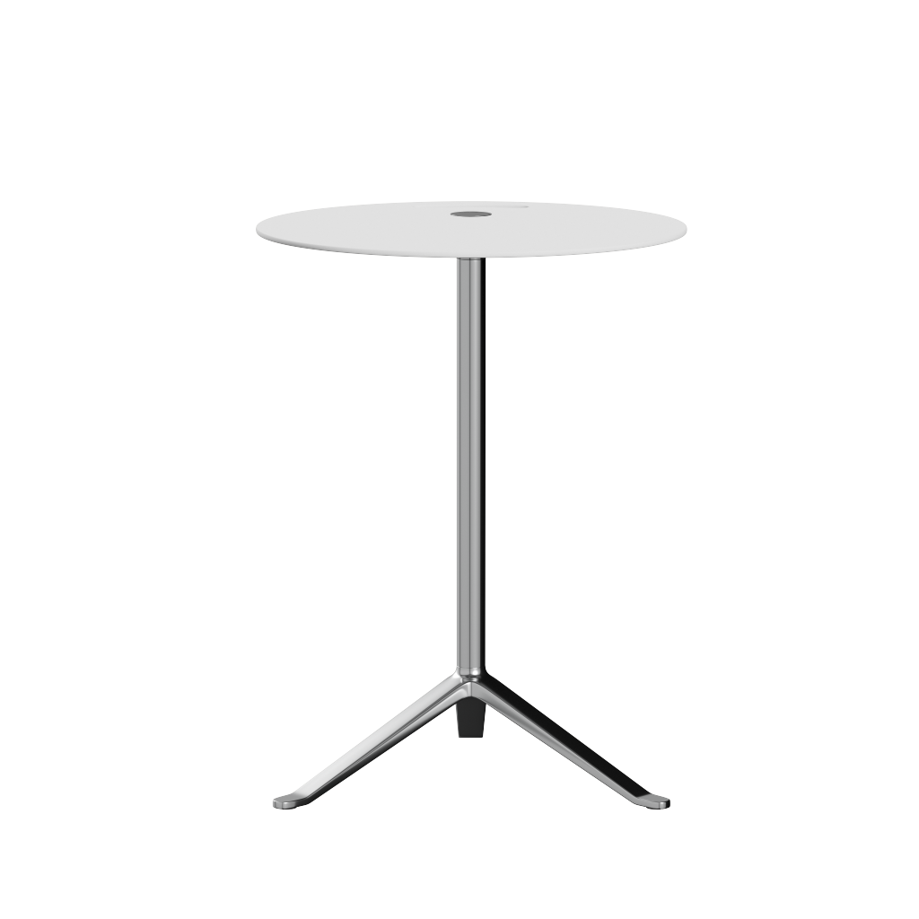 Fritz Hansen KS12 Little Friend Table, in alluminio lucido/laminato bianco