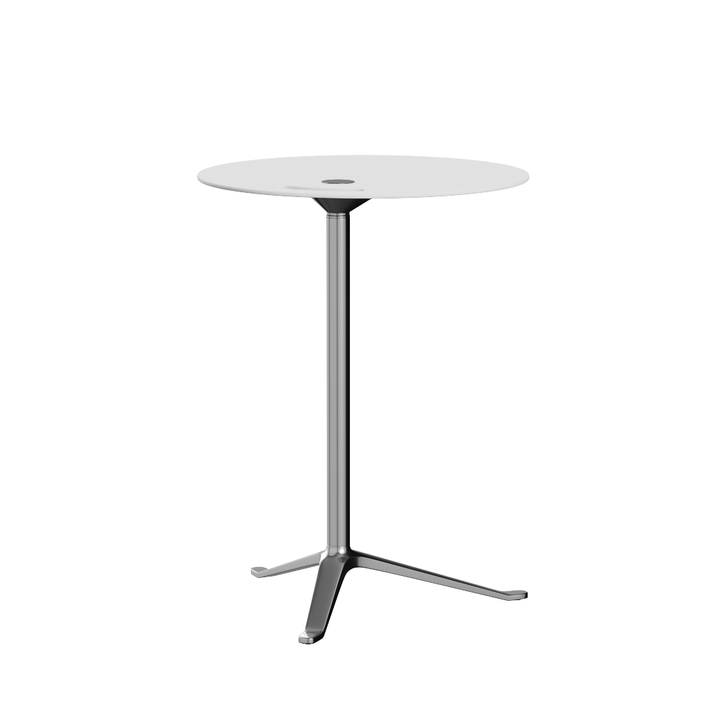 Fritz Hansen KS12 Little Friend Table, in alluminio lucido/laminato bianco