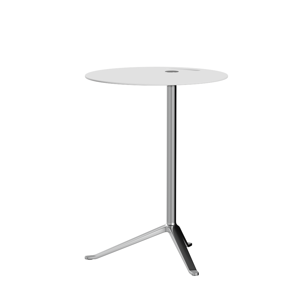 Fritz Hansen Ks12 Little Friend Table, Polished Aluminium/White Laminate