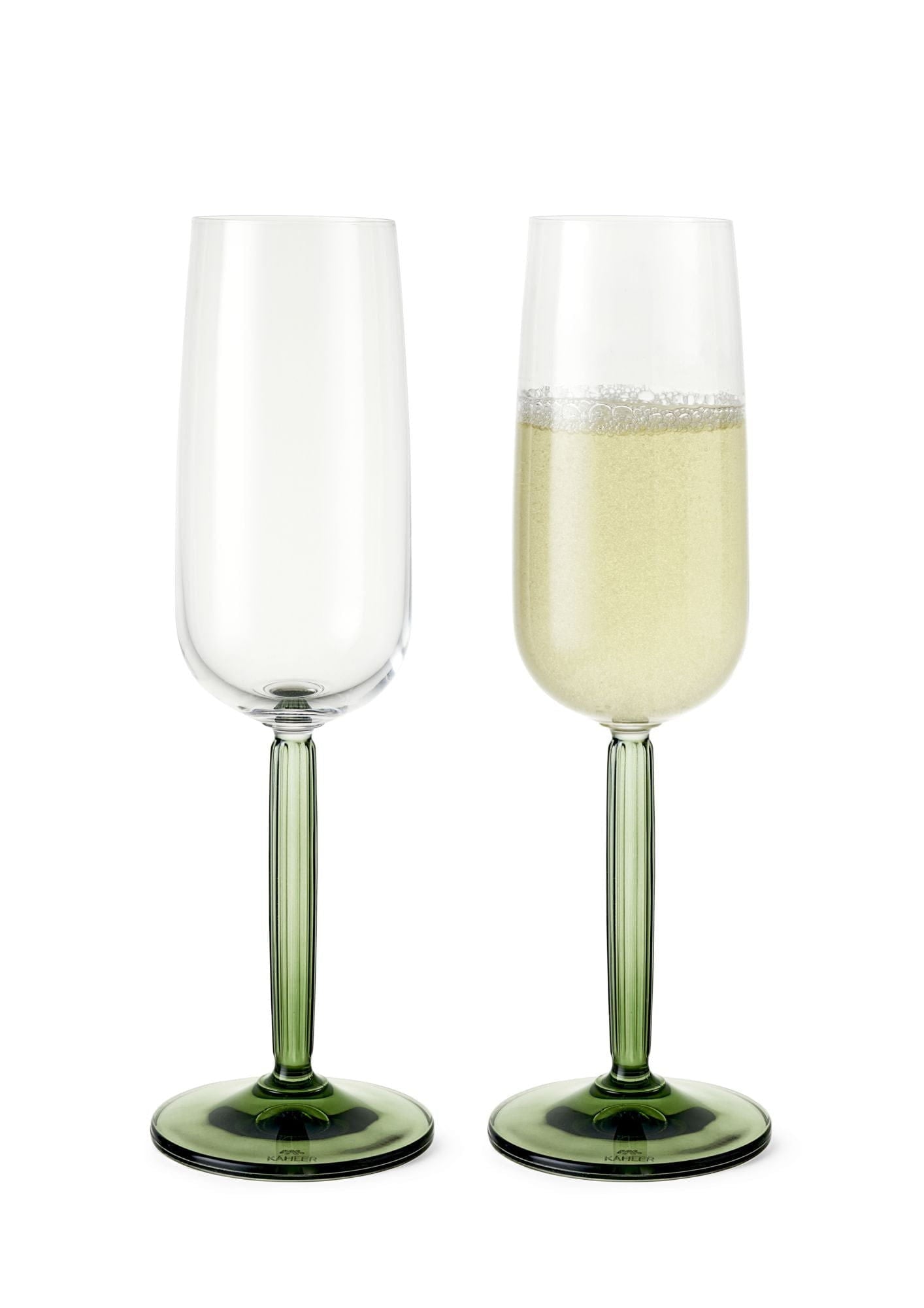 Kähler Hammershøi Champagne Glass Set Of 240 Ml, Green