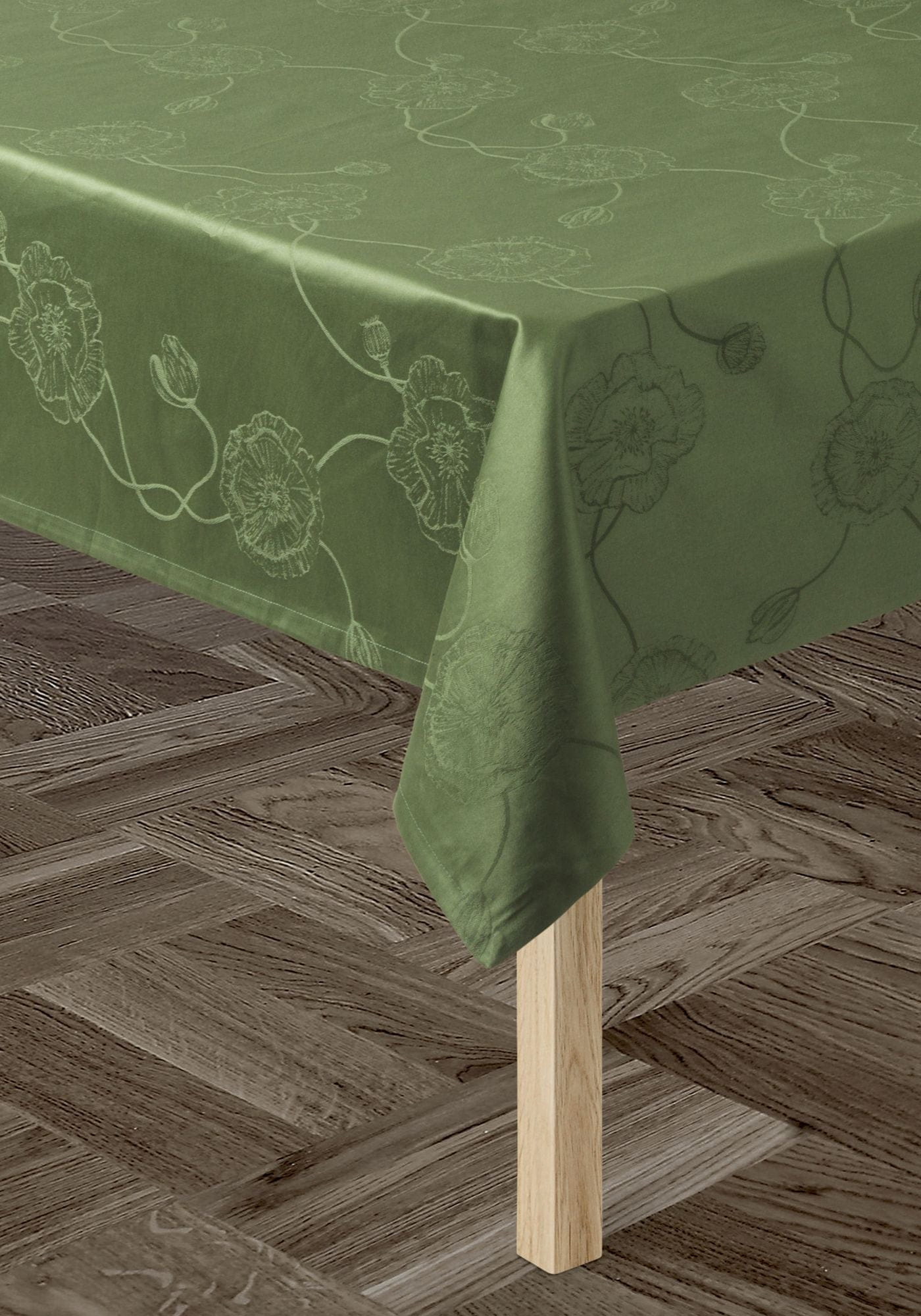 Kähler Hammershøi Poppy Damask Tablecloth 150x220 Cm, Green