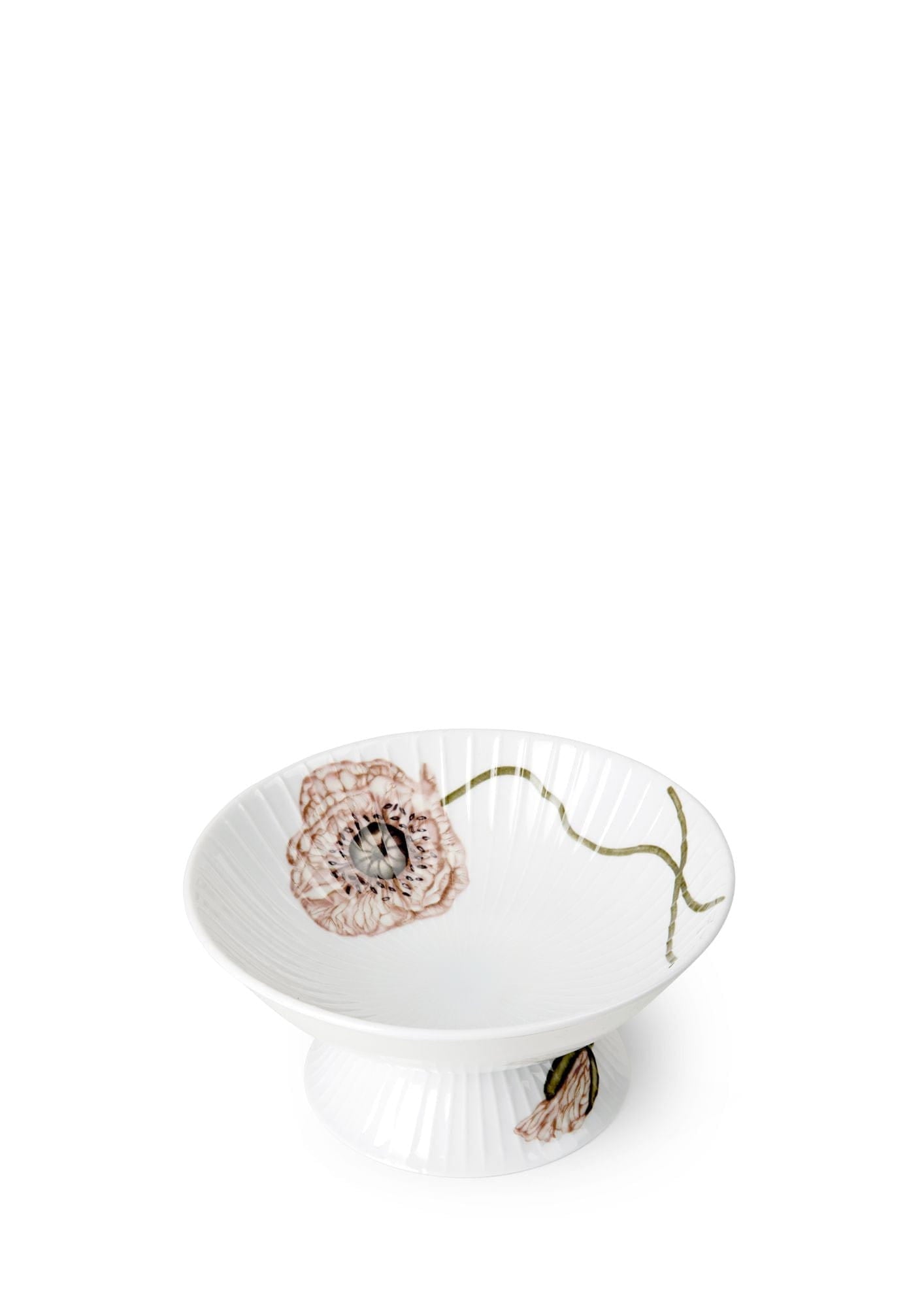 Kähler Hammershøi Poppy Bol à pied Ø16 cm, blanc avec décoration