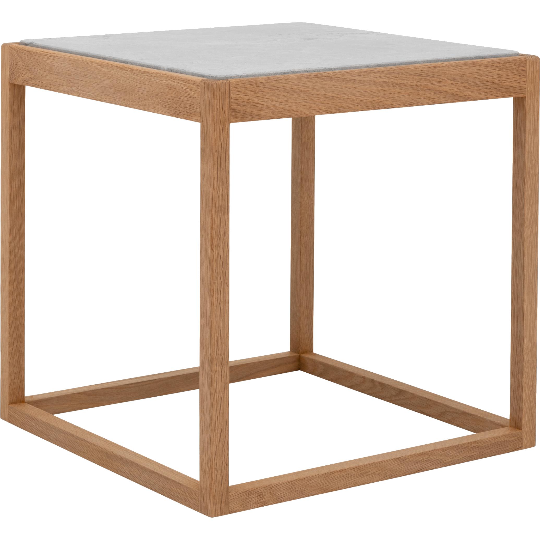 Klassik Studio Kø Cube Side Table Oak Soaped, Light Grey Marble