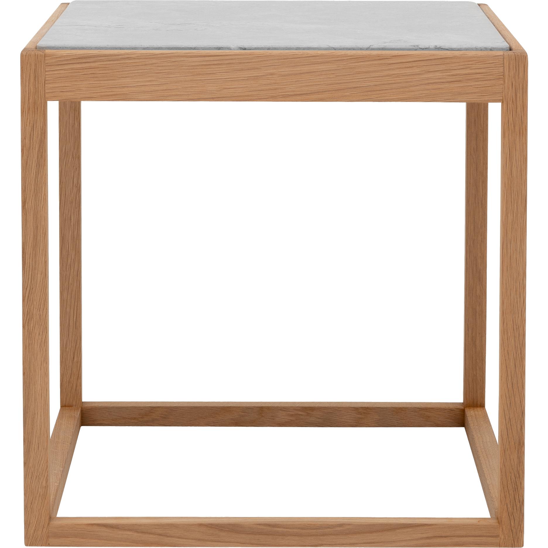 Klassik Studio Kø cube Table d'appoint en chêne, marbre gris clair