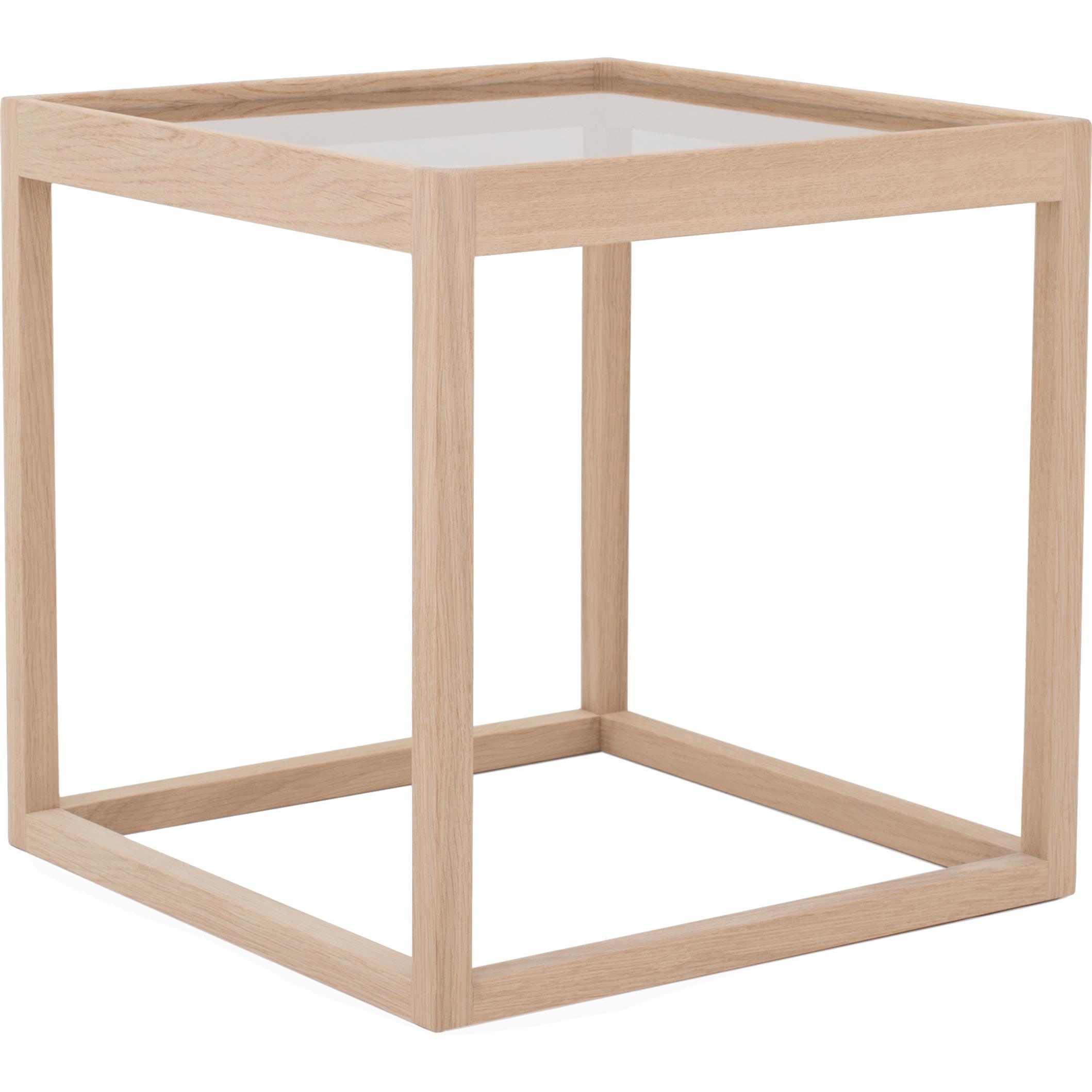 Klassik Studio Kø Cube Side Table Oak Soap, Røkt glass