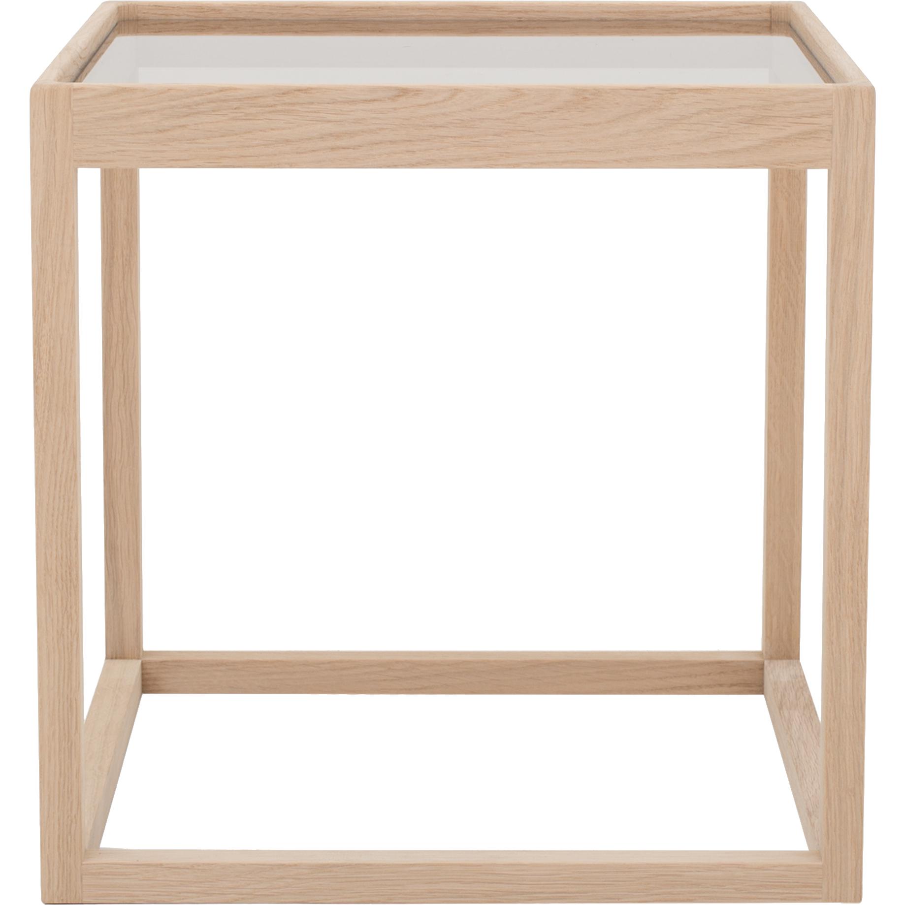 Klassik Studio Kø Cube Side Table Oak Soap, Røkt glass