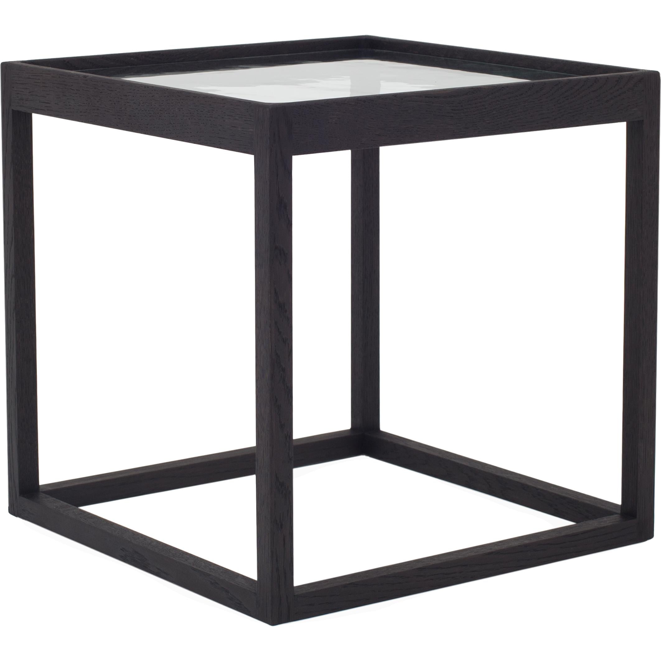 Klassik Studio Kø Cube Side Table Black Oak, reykt gler