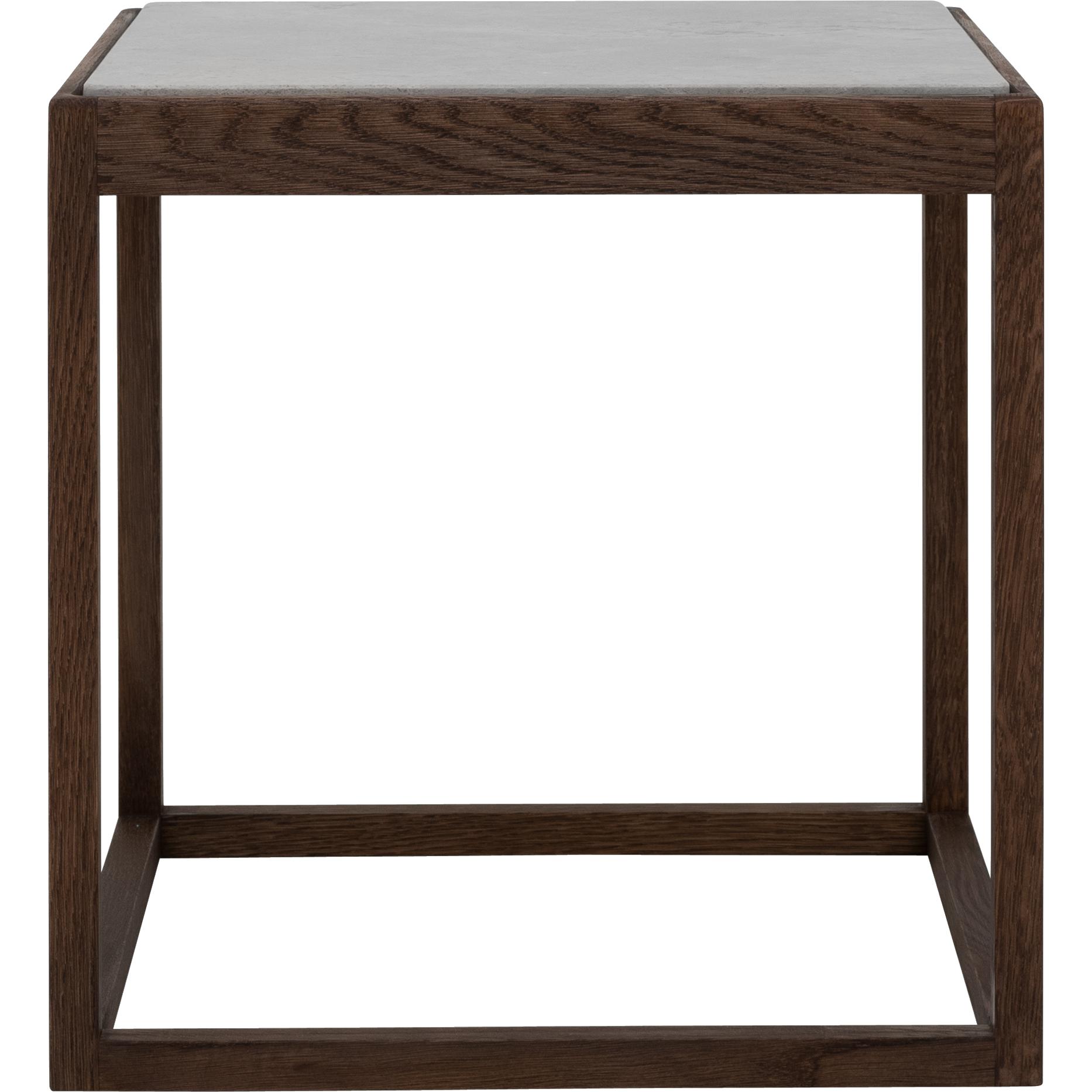 Klassik Studio Table d'appoint Kø cube chêne fumé noir, marbre gris clair