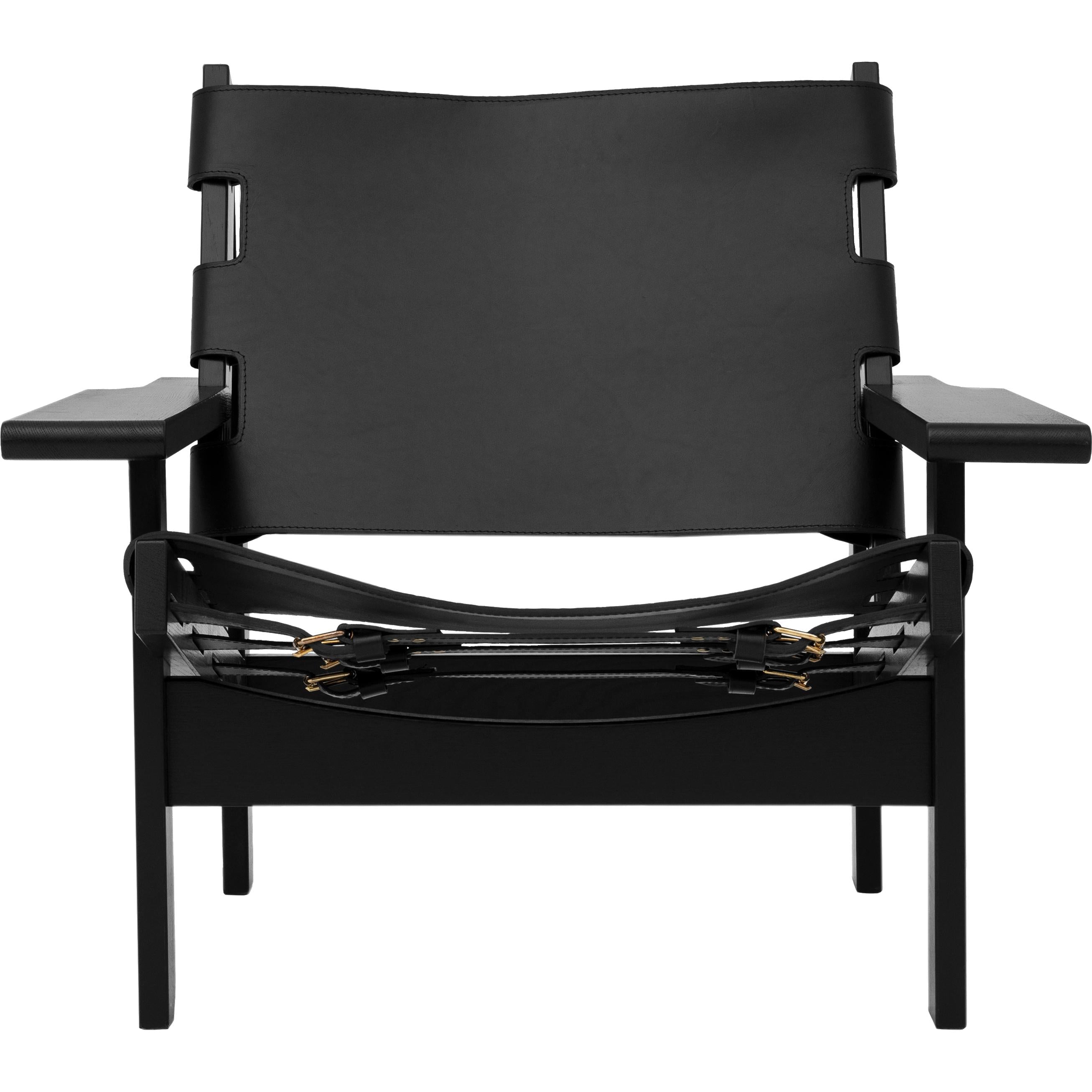 Klassik Studio Chaise de chasse kø chaise noire, cuir noir