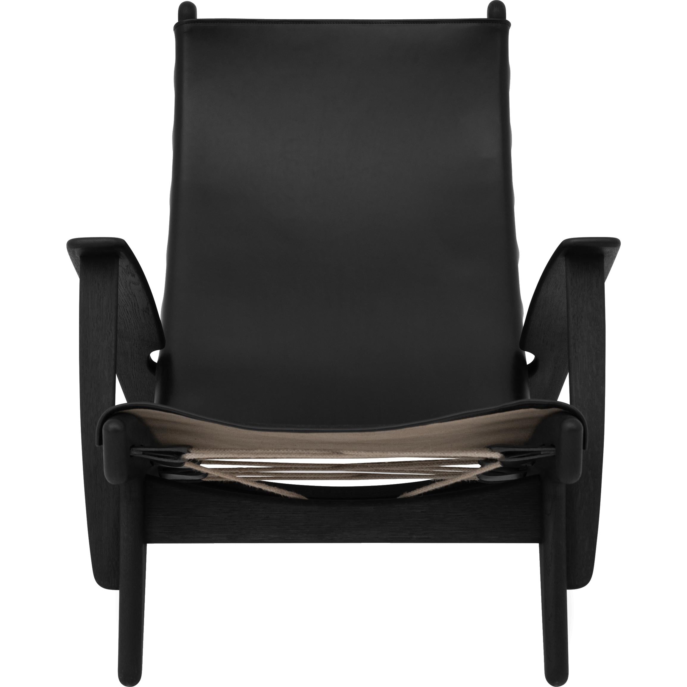 Klassik Studio PV King's stoel Black Oak bevlekt, zwart leer