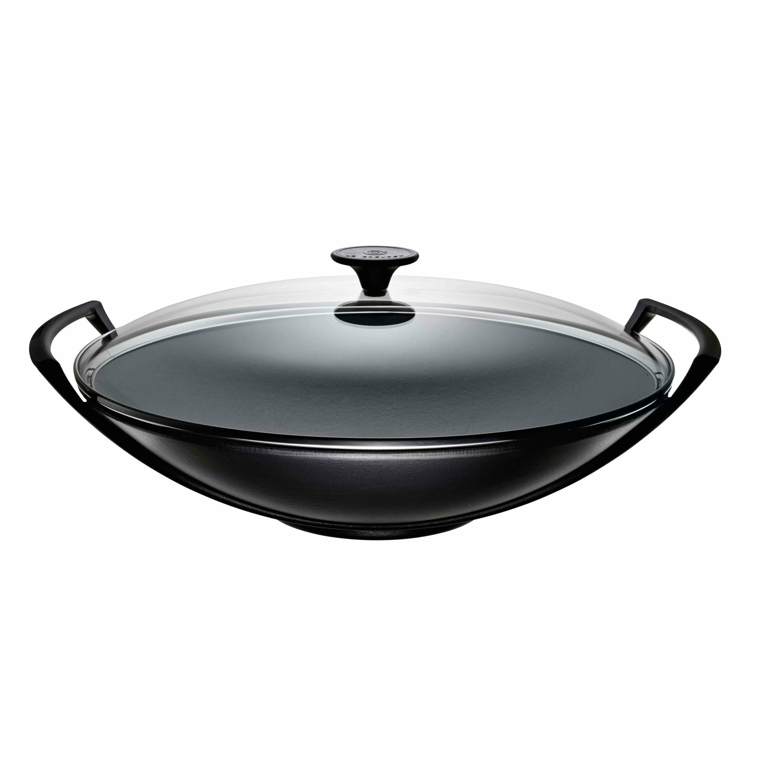 Le creuset wok med glass lokk 36 cm, svart