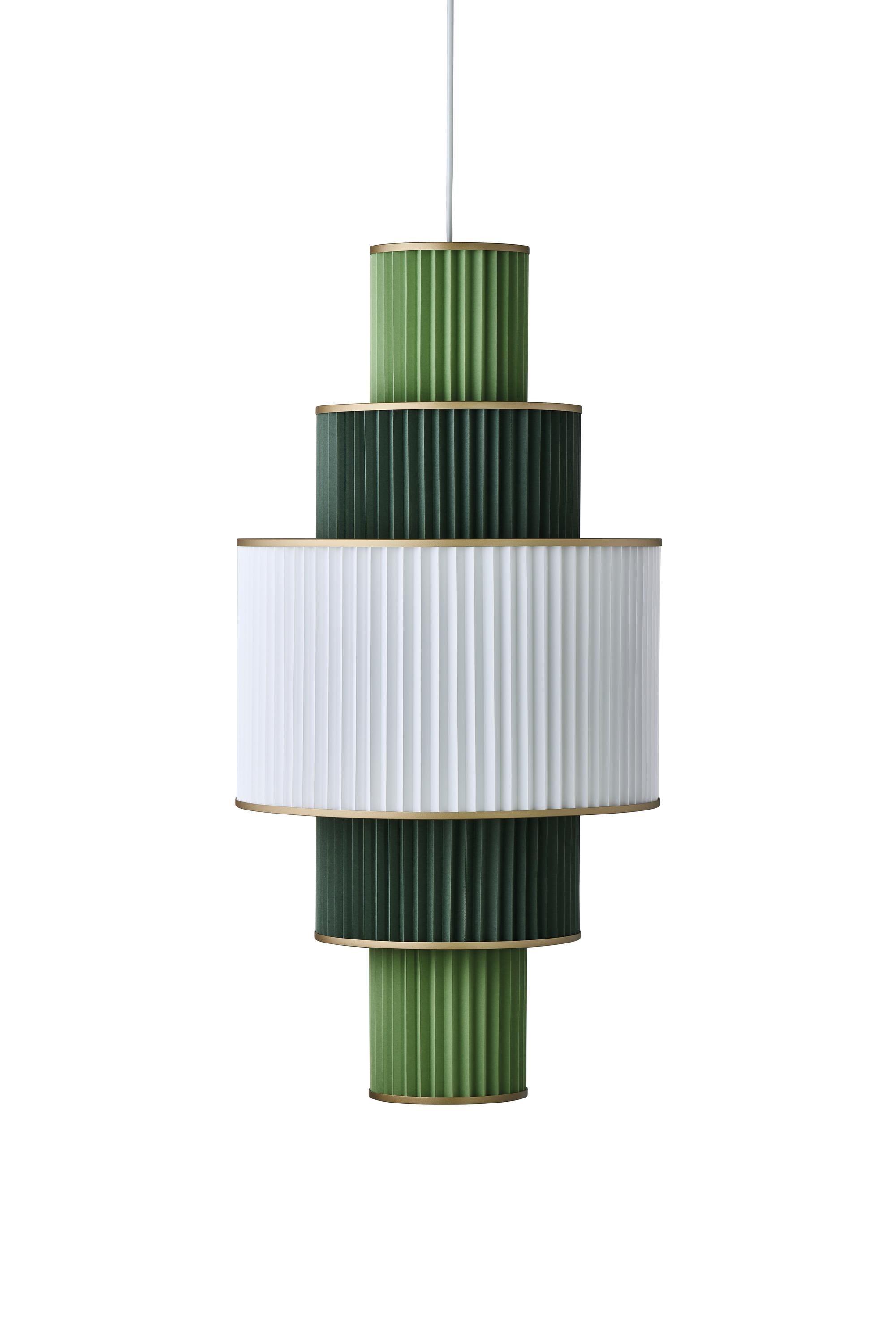 Le Klint Plivello -ophængslamp Gylden/hvid/lysegrøn med 5 nuancer (S M L M S)