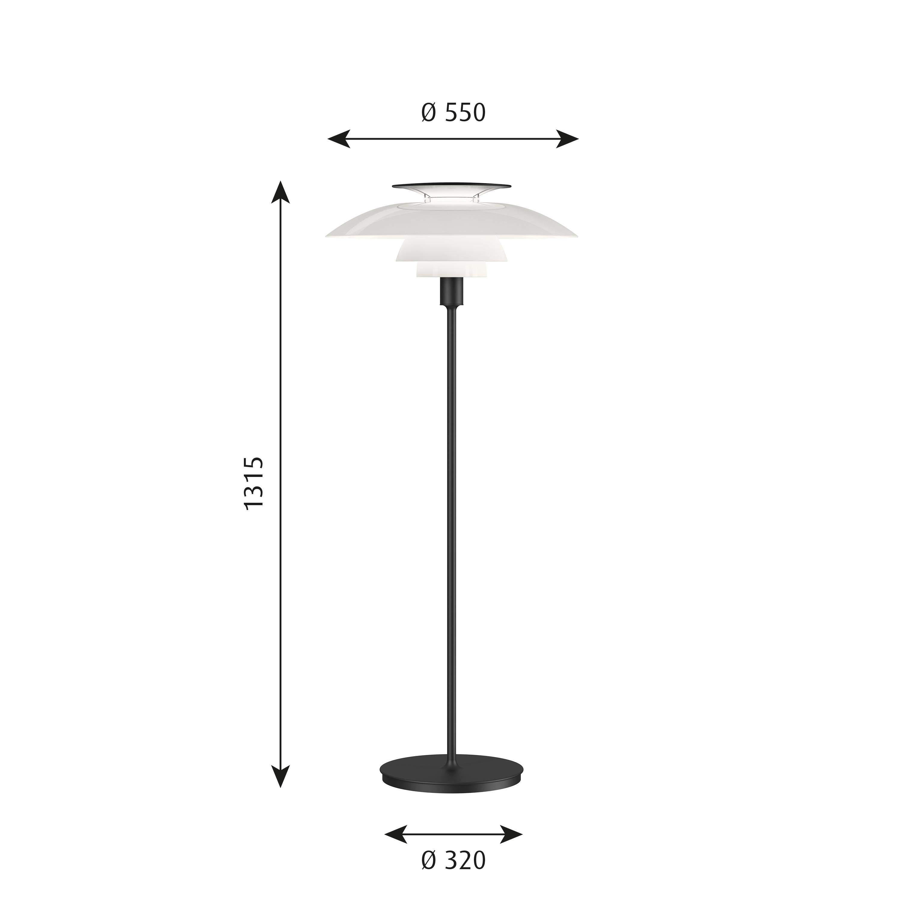 Louis Poulsen Ph 80 Floor Lamp 70 W E27 With Switch, Acrylic Opal White/Black