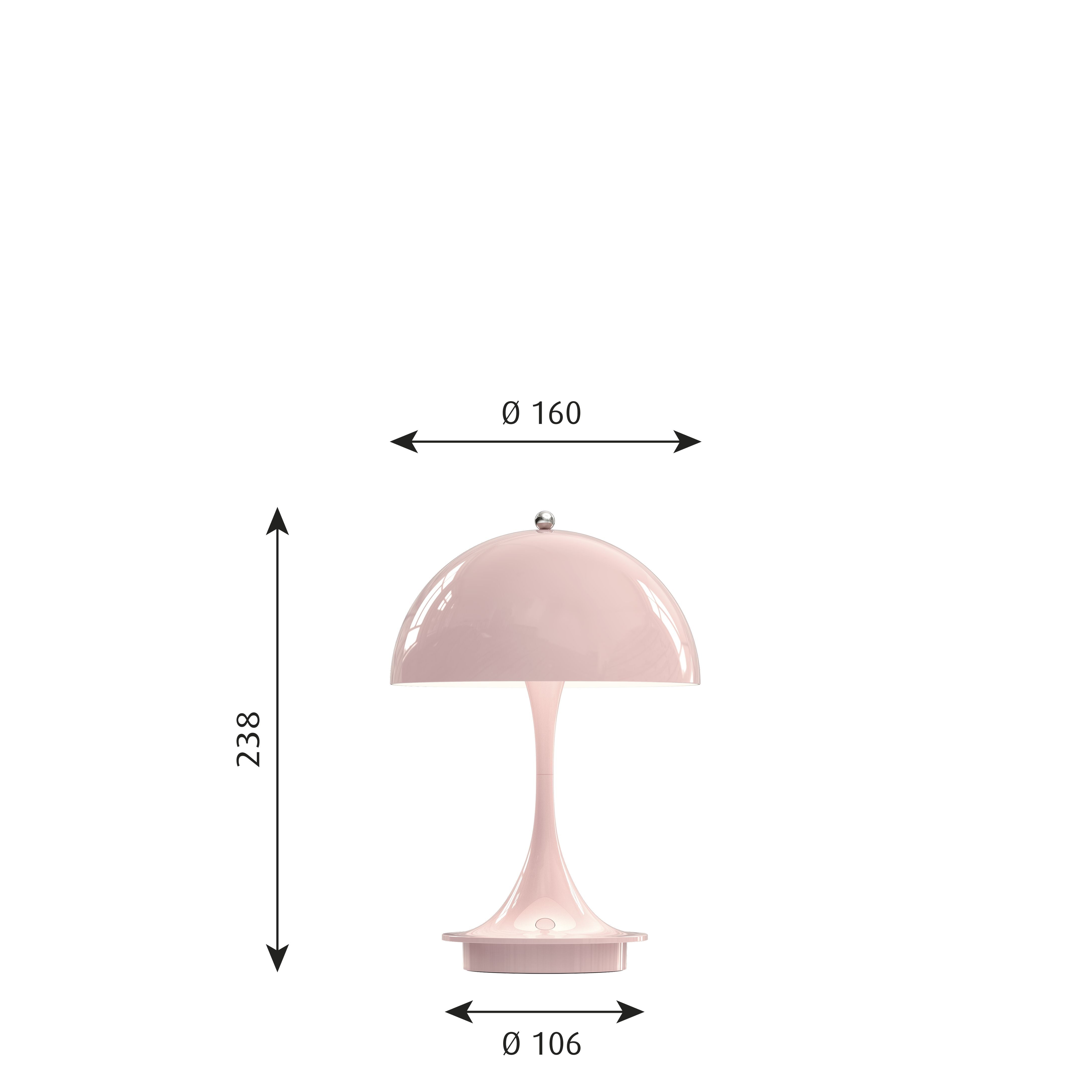 Louis Poulsen Panthella 160 Lampada da tavolo portatile LED 27 K V2, rosa pallida
