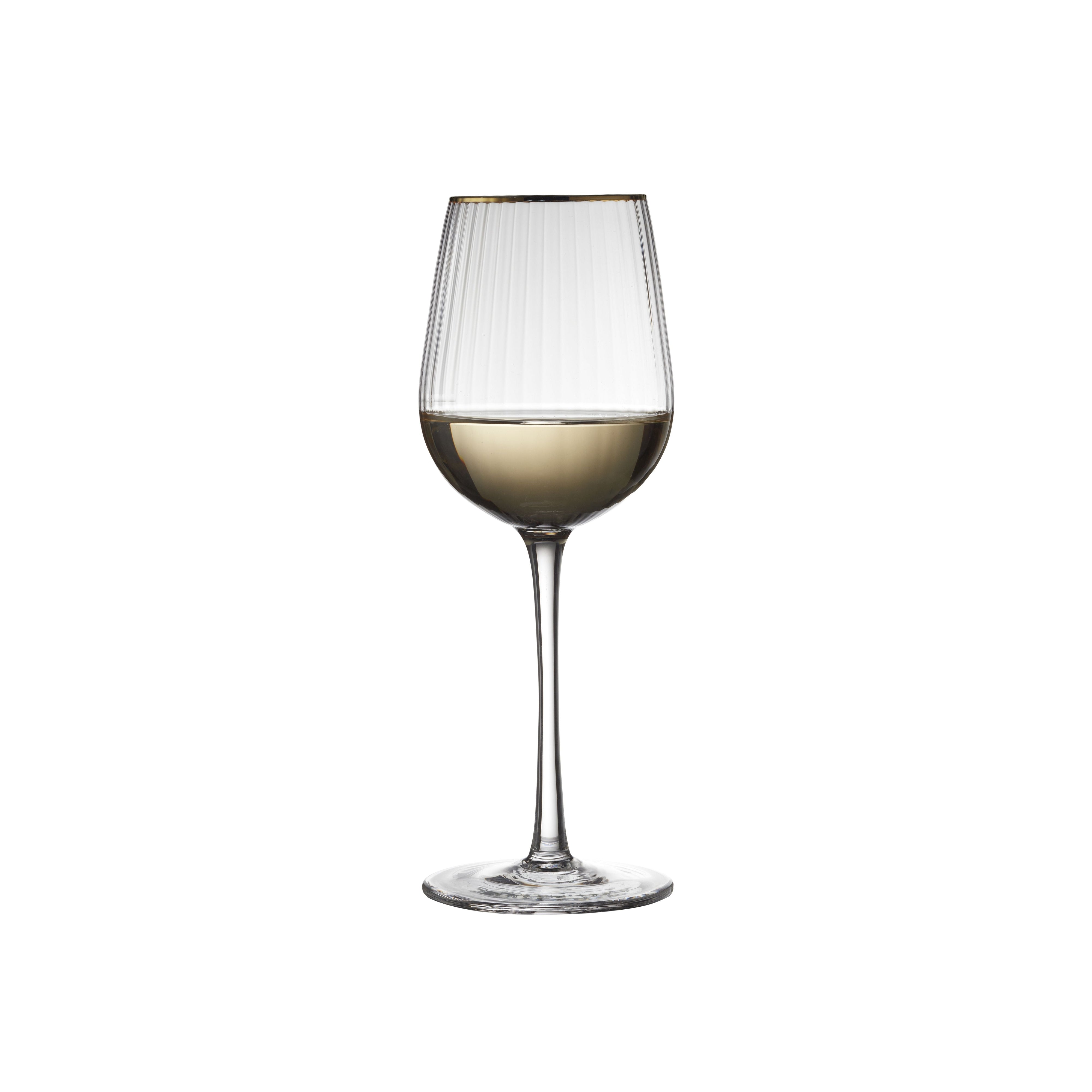 Lyngby Glas Palermo Gold White Wine Glass 30 Cl 4 PC。