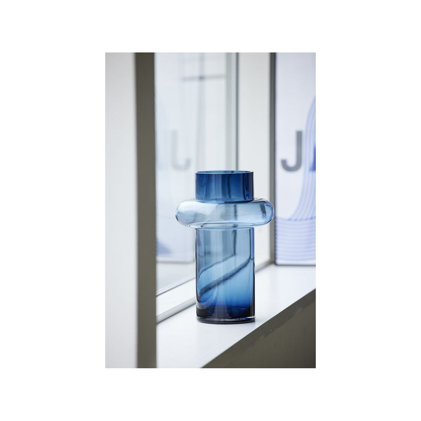 Lyngby Glas Tube Jarrón H: 30 cm, azul oscuro