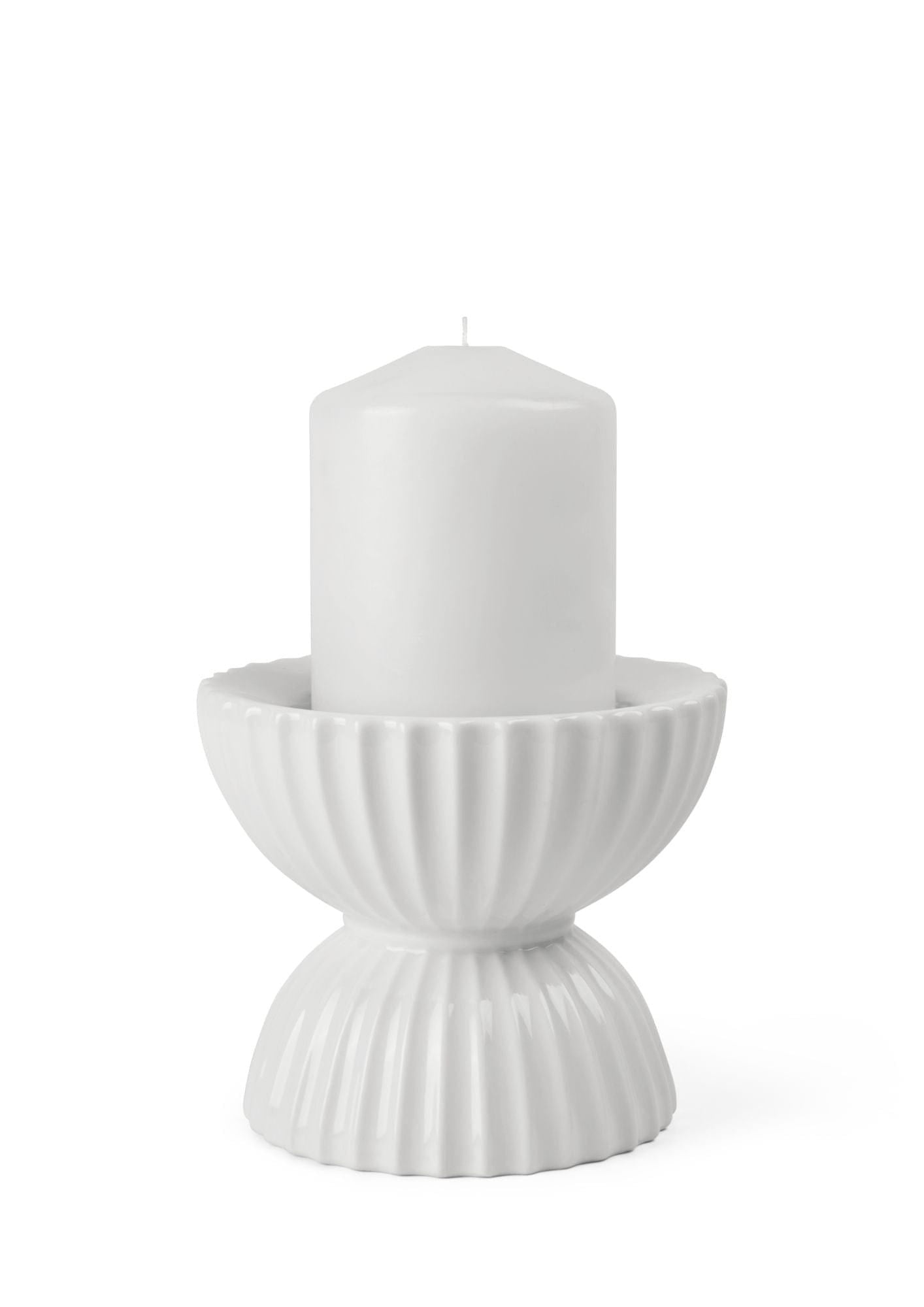 Lyngby Porcelæn Lyngby Tura Block -kynttiläpidike Ø11,5 cm, valkoinen