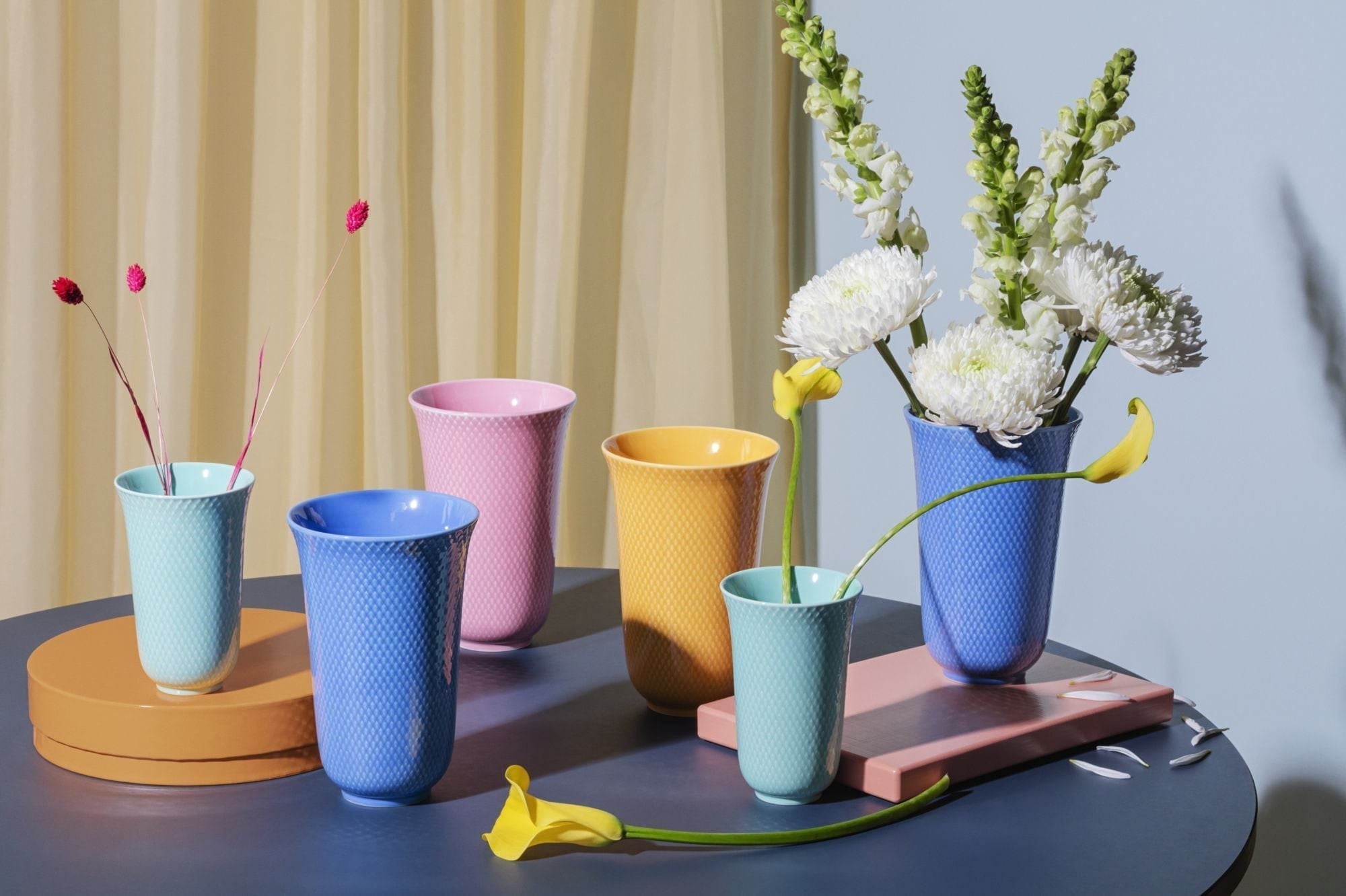 Lyngby Porcelæn Rhombe Color Vase 15 cm, blauw