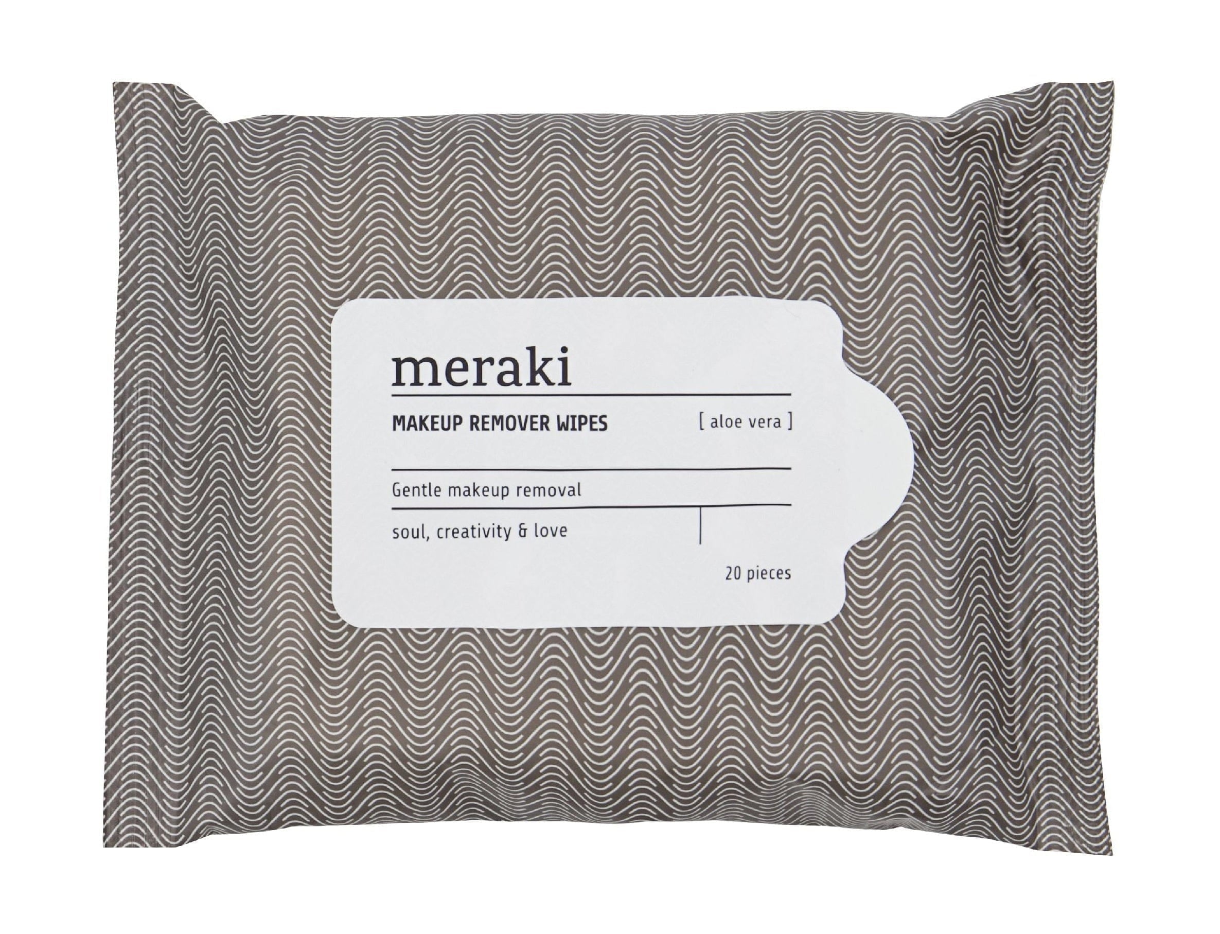 Meraki Makeup Remover Wipes Aloe Vera 20 pezzi., Caldo grigio/bianco
