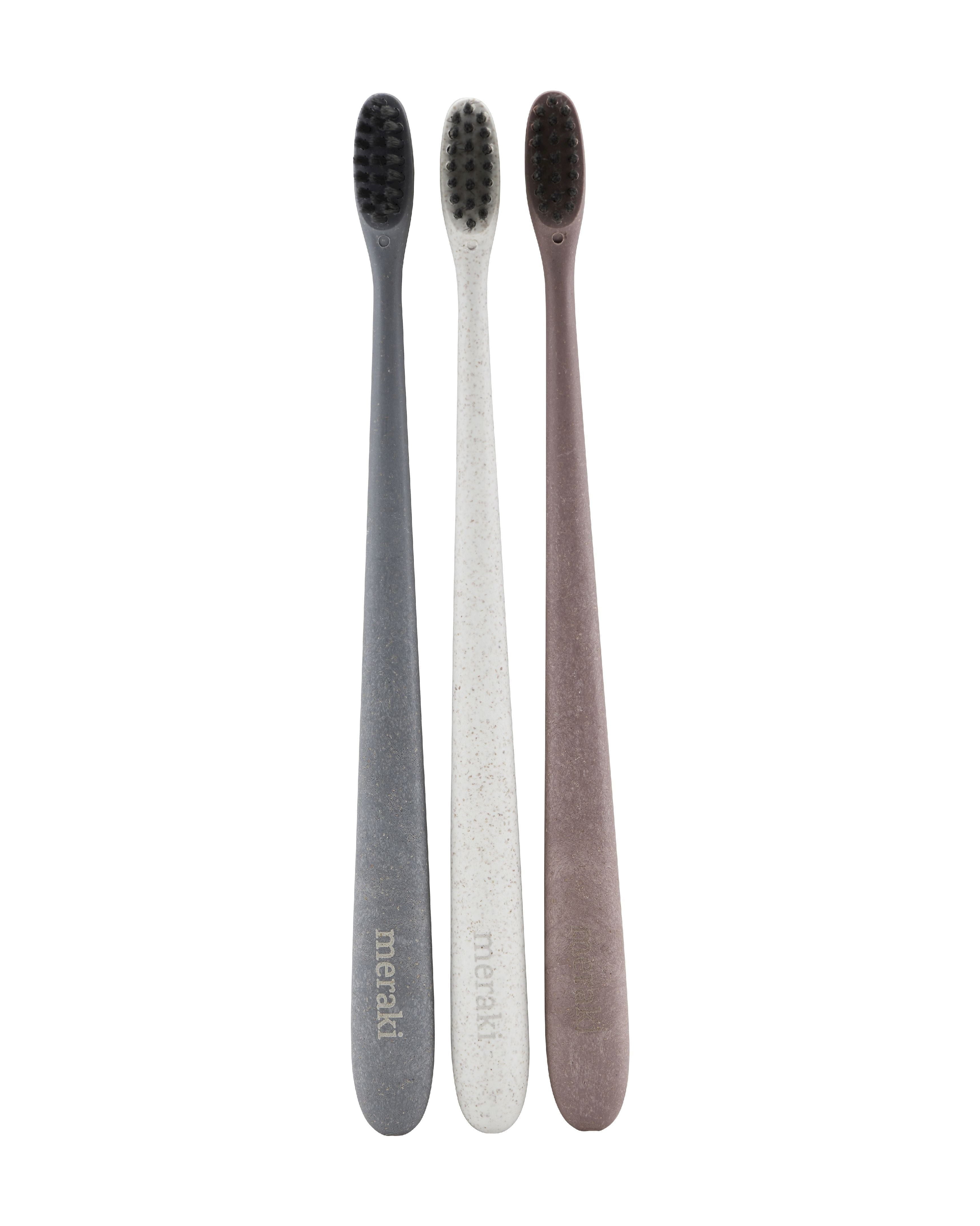 Set di spazzolino da denti Meraki di 3, grigio/bianco/bordeaux