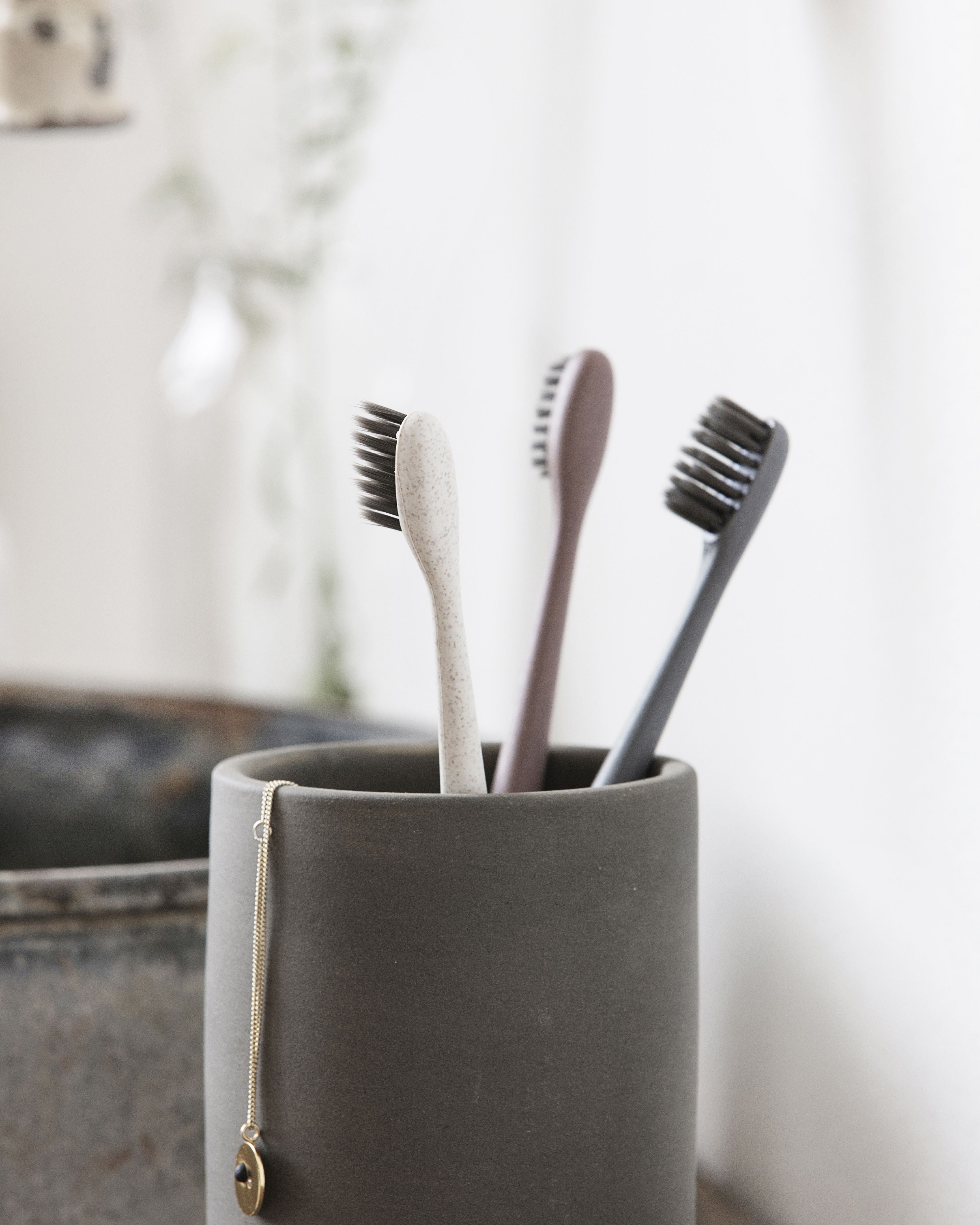 Set di spazzolino da denti Meraki di 3, grigio/bianco/bordeaux