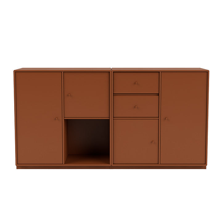 蒙大拿州夫妇餐具柜，带3厘米底座，榛子棕色