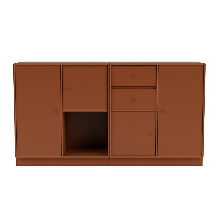 蒙大拿州夫妇餐具柜，有7厘米底座，榛子棕色