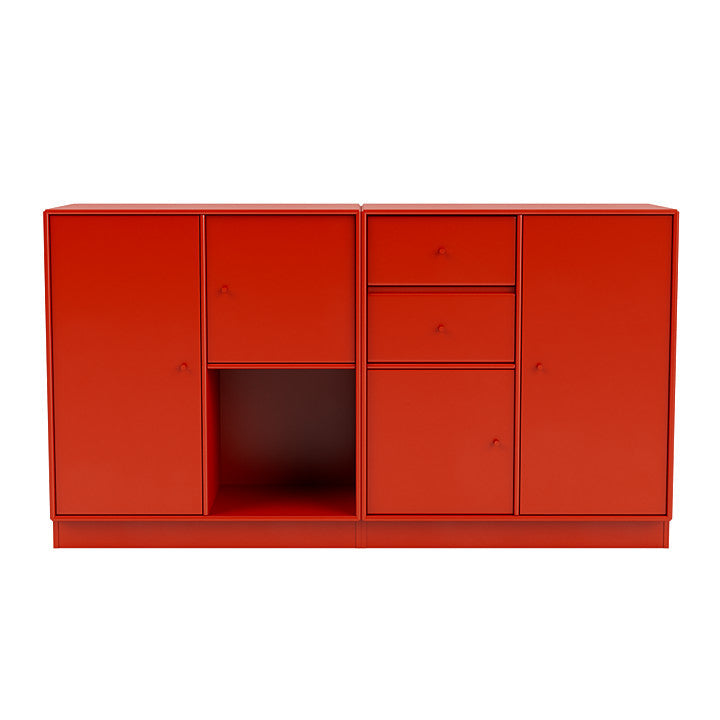 蒙大拿州夫妇餐具柜，配以7厘米底座，玫瑰果红色