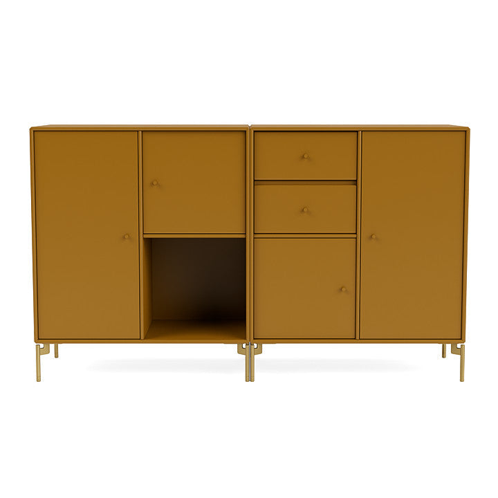 Montana Couple Sideboard With Legs, Amber/Brass