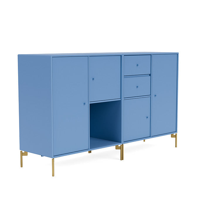Montana Couple Sideboard With Legs, Azure Blue/Brass