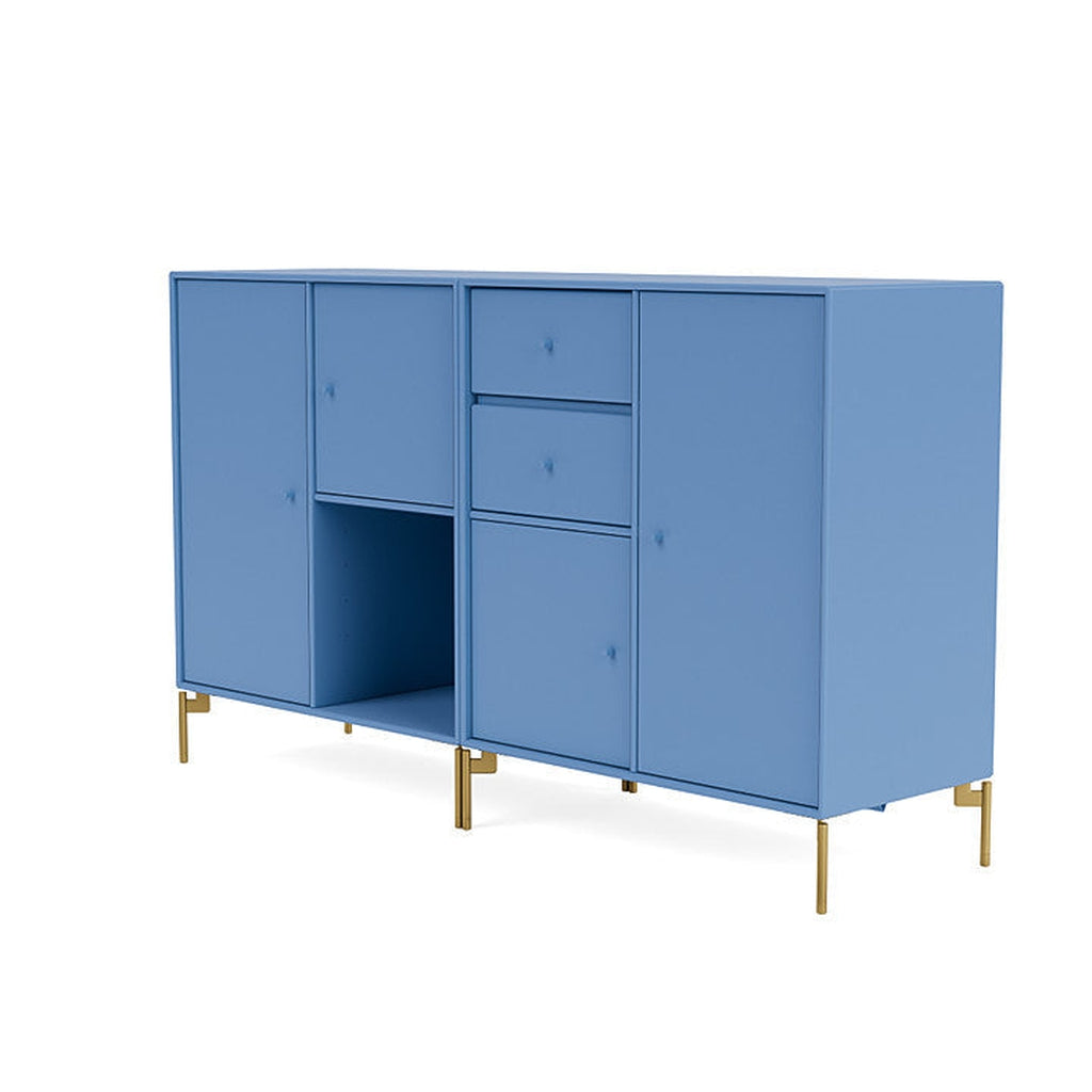 蒙大拿州夫妇餐具柜，腿，蓝色/黄铜