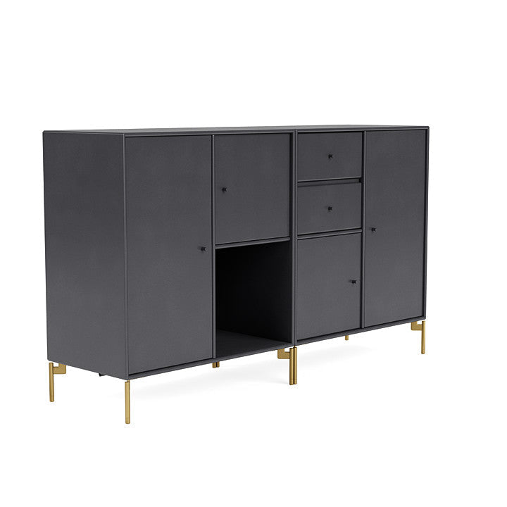Montana Couple Sideboard With Legs, Carbon Black/Brass