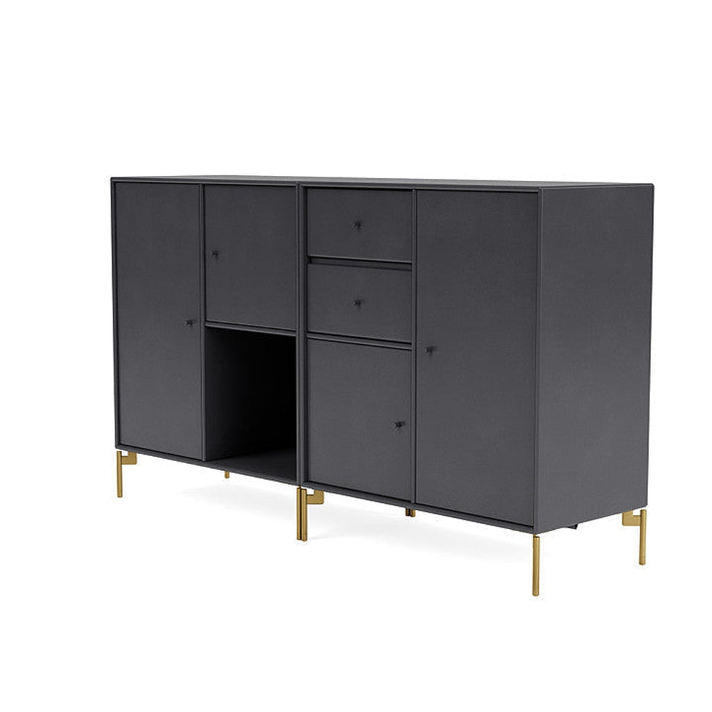 Montana Couple Sideboard With Legs, Carbon Black/Brass