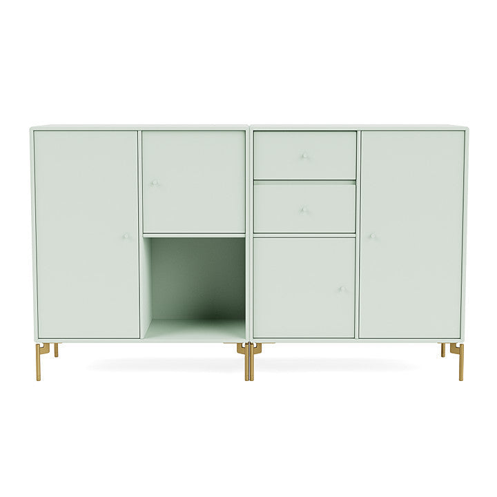 Montana Couple Sideboard With Legs, Mist/Brass