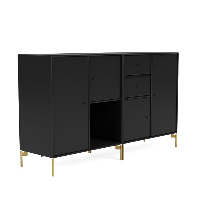 Montana Couple Sideboard With Legs, Black/Brass