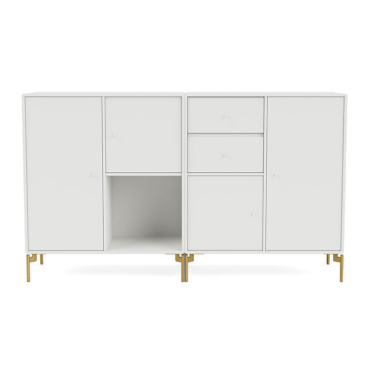 Montana Couple Sideboard With Legs, White/Brass