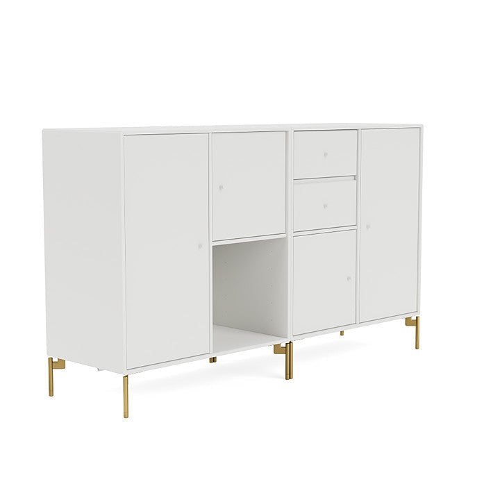 Montana Couple Sideboard With Legs, White/Brass