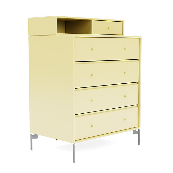 Montana Keep Chest Of Drawers With Legs, Camomile/Matt Chrome