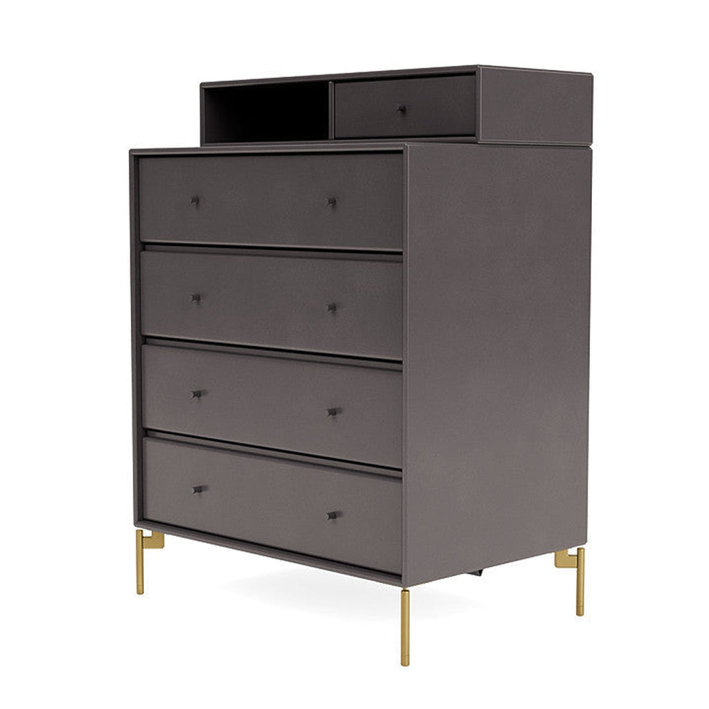 Montana Keep Chest Of Drawers With Legs, Coffee/Brass