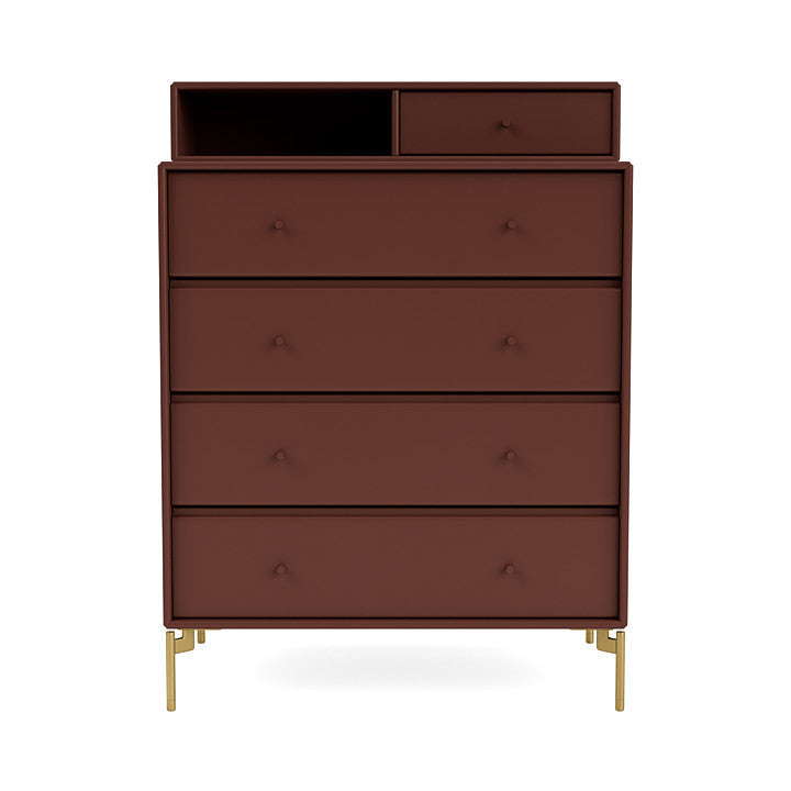 Montana Keep Chest Of Drawers With Legs, Masala/Brass