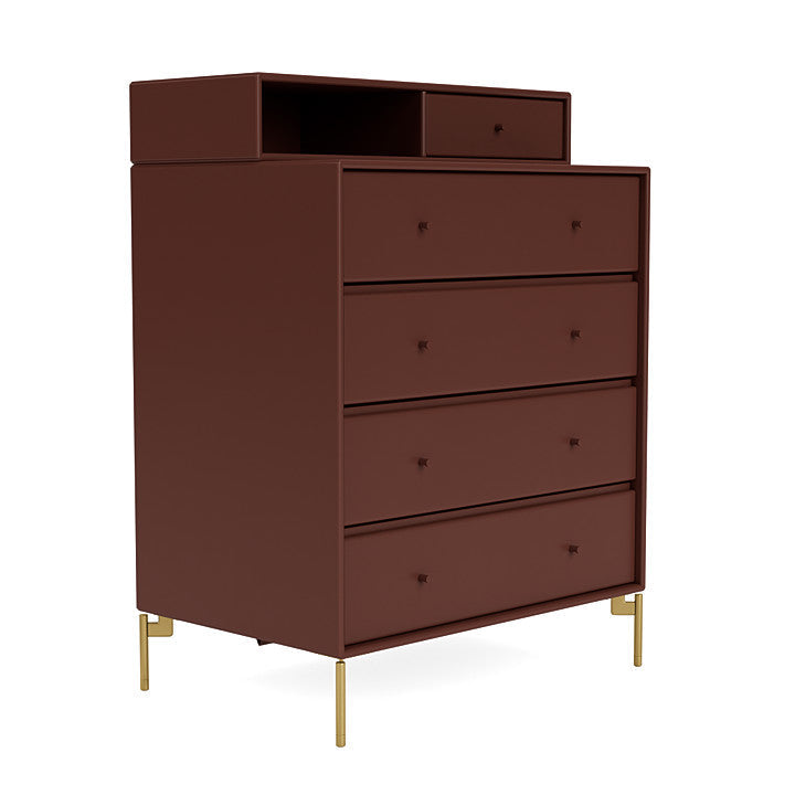 Montana Keep Chest Of Drawers With Legs, Masala/Brass