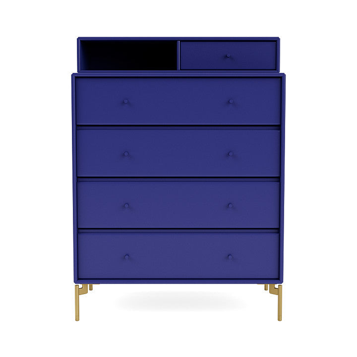 Montana Keep Chest Of Drawers With Legs, Monarch Blue/Brass