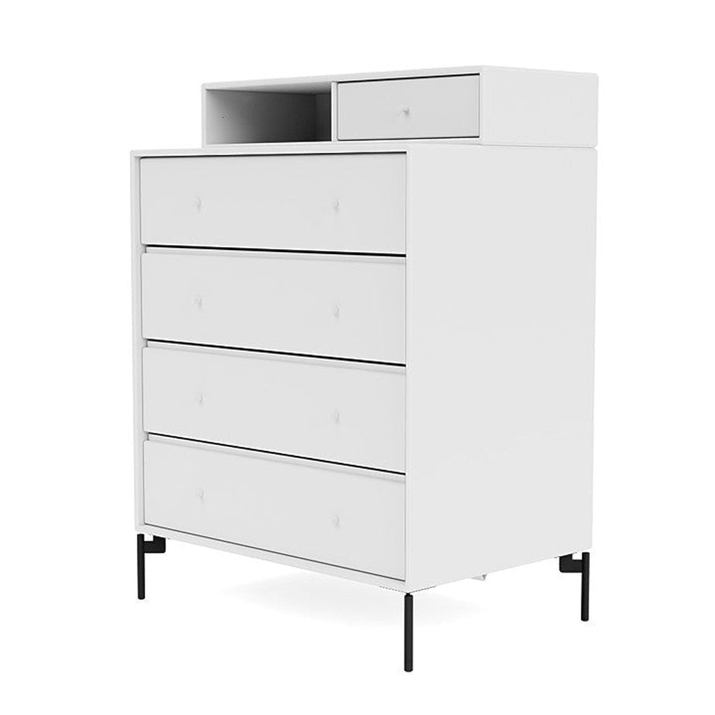 Montana Keep Chest Of Drawers With Legs, Snow White/Black