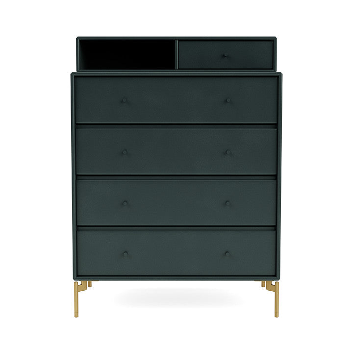 Montana Keep Chest Of Drawers With Legs, Black Jade/Brass