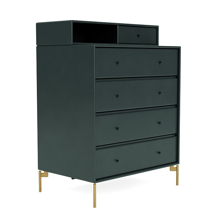 Montana Keep Chest Of Drawers With Legs, Black Jade/Brass