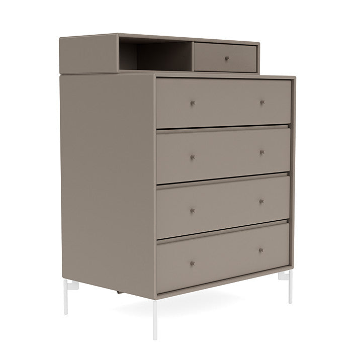 Montana Keep Chest Of Drawers With Legs, Truffle/Snow White