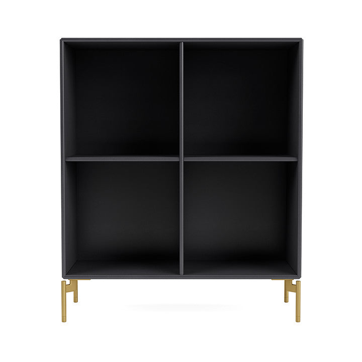 Montana Show Bookcase With Legs, Carbon Black/Brass